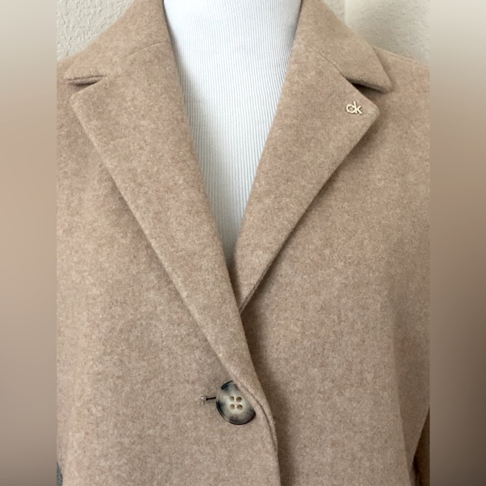 Calvin Klein Coat Camel coat Single Breasted Calvin Klein coat women’s size M - Picture 10 of 16